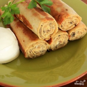 Блинчики с мясом и грибами Блинчики с мясом и грибами