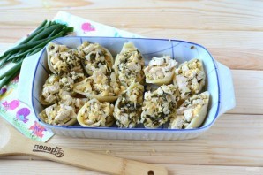 Фаршированные ракушки "Курица в шпинате"