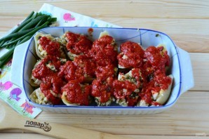 Фаршированные ракушки "Курица в шпинате"