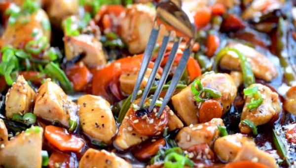 Курица с овощами на сковороде — рецепт с кисло-сладким соусом терияки Курица с овощами на сковороде — рецепт с кисло-сладким соусом терияки