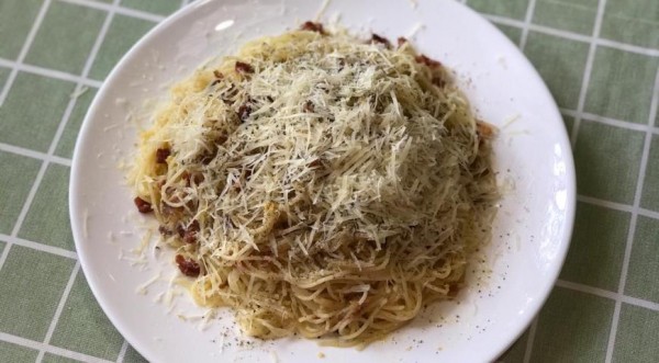 Карбонара из пасты CAPELLINI, пошаговый рецепт с фото Карбонара из пасты CAPELLINI, пошаговый рецепт с фото