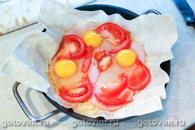 Пирог из лаваша с ветчиной и сыром