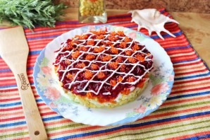 Селедка под шубой с красной икрой