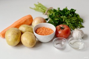 Тушеный картофель с чечевицей