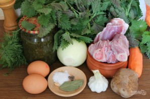 Зеленый борщ с говядиной