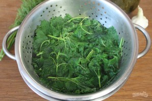 Зеленый борщ с говядиной