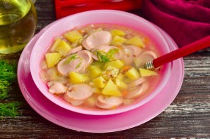 Гречневый суп с сосисками