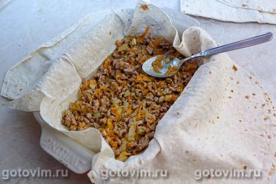 Пирог из лаваша с мясом и сыром Пирог из лаваша с мясом и сыром