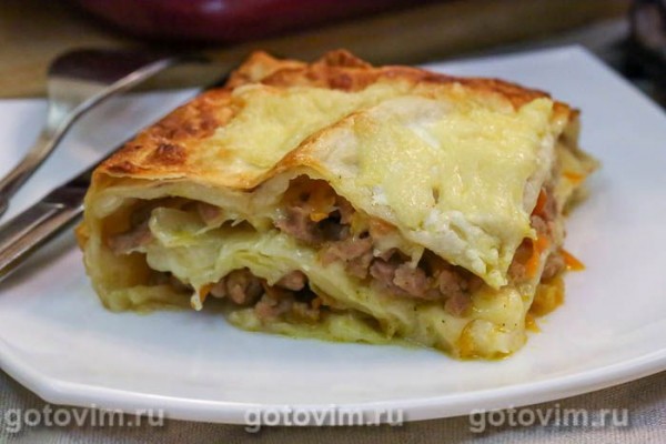 Пирог из лаваша с мясом и сыром Пирог из лаваша с мясом и сыром