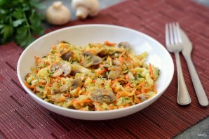Постная тушеная капуста с грибами