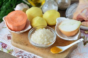 Рисовый суп с чесноком