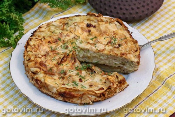 Рваный пирог из лаваша с капустой Рваный пирог из лаваша с капустой