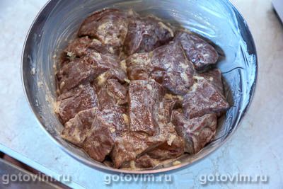 Шашлык из печени с салом