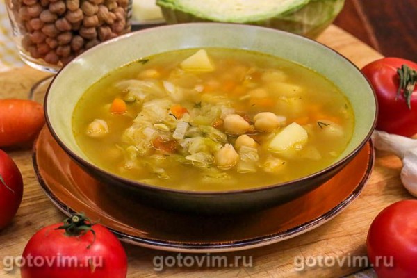 Щи из свежей капусты с нутом