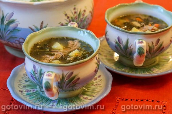 Суп из бараньих ребрышек с картошкой, кале и грибами