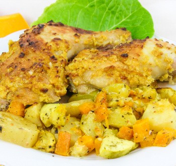 Вкуснейшая курица с кабачками и картошкой в духовке (Очень-очень сочная!)