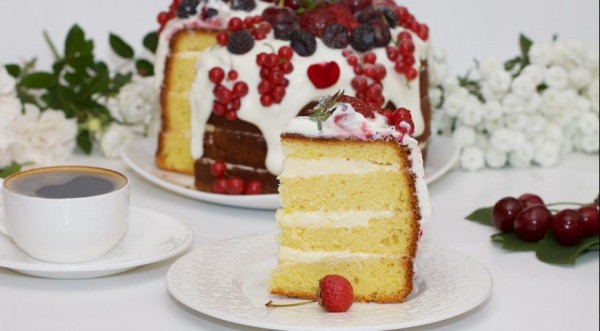 Бисквитный торт "Летний", пошаговый рецепт с фото