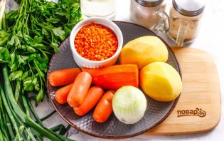 Суп с чечевицей и сосисками