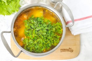 Суп с копченой форелью