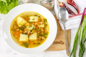 Суп с копченой форелью