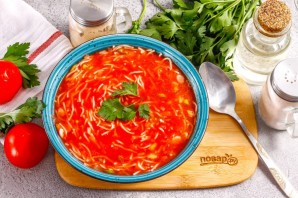 Томатный суп с вермишелью