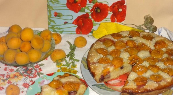 Творожный пирог с черешней и абрикосами, пошаговый рецепт с фото