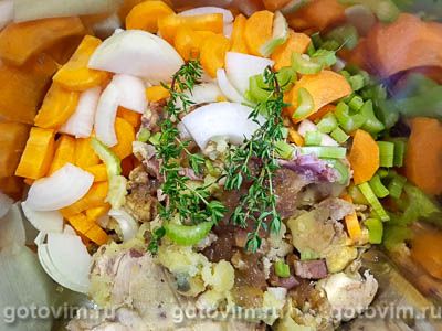 Минестроне из курицы с чечевицей и спагетти Минестроне из курицы с чечевицей и спагетти