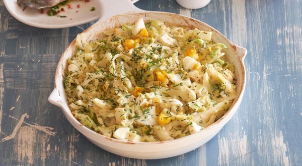 Молодая капуста, томленная в сливках, пошаговый рецепт с фото