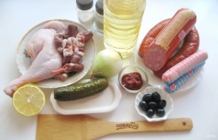 Солянка с куриными сердечками