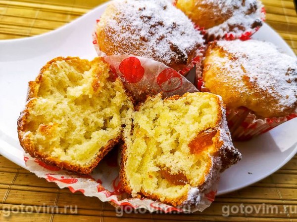 Творожные кексы в формочках с цукатами из папайей