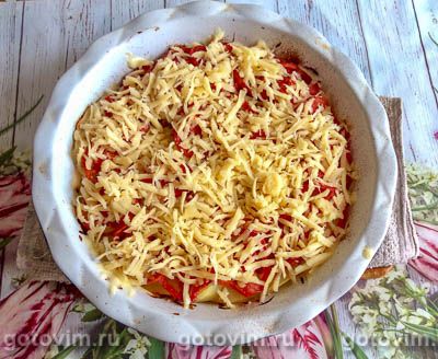 Кабачки, запечённые в духовке с картофелем, помидорами и сыром Кабачки, запечённые в духовке с картофелем, помидорами и сыром