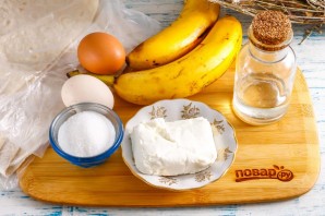 Конвертики из лаваша с творогом и бананом