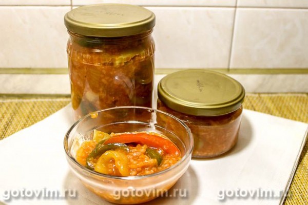 Лечо из болгарского перца с рисом на зиму