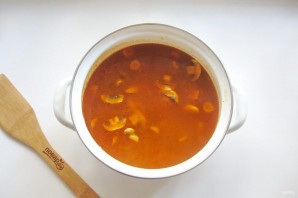 Мясная солянка с грибами и фасолью