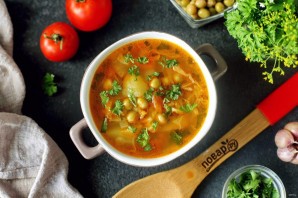 Щи с косервированным зеленым горошком