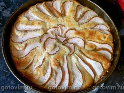 Творожный пирог с грушей