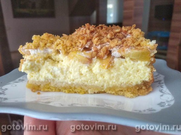 Творожный пирог с персиками и воздушной меренгой Творожный пирог с персиками и воздушной меренгой