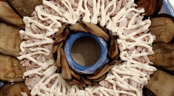 Салат с курочкой и баклажаном-гриль, пошаговый рецепт с фото