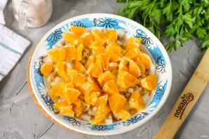 Селедка под шубой с мандаринами