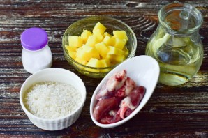 Суп с куриными сердечками и рисом