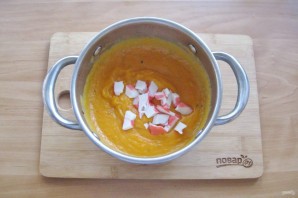 Тыквенный суп с мясом краба