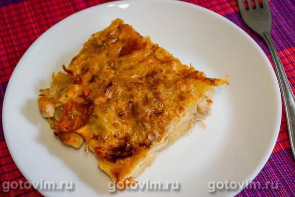 Запеканка из тертого картофеля с куриной грудкой и овощами Запеканка из тертого картофеля с куриной грудкой и овощами