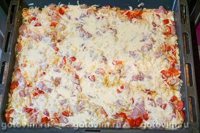 Запеканка из тертого картофеля с куриной грудкой и овощами Запеканка из тертого картофеля с куриной грудкой и овощами