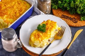 Картофельная запеканка с печенью трески