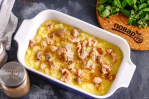 Картофельная запеканка с печенью трески