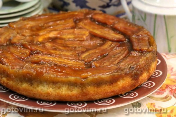 Пирог перевёртыш с бананом и кокосовым тестом Пирог перевёртыш с бананом и кокосовым тестом