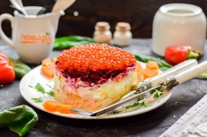 Салат "Царская шуба" с икрой