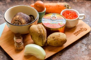 Салат "Царская шуба" с икрой