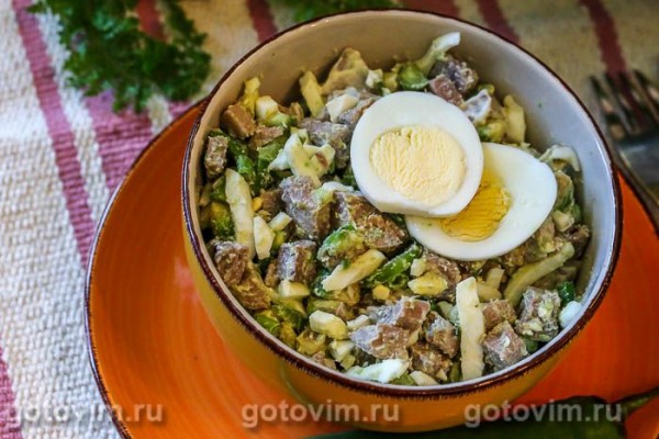 Салат из языка с авокадо и перцем чили Салат из языка с авокадо и перцем чили