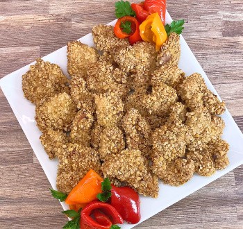 Маринованная индейка в панировке из овсяных хлопьев.